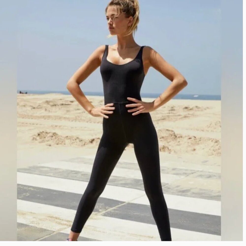 NWOT FREE PEOPLE FP Movement ‘Good Karma’ One Piece Jumpsuit in Charcoal M/L